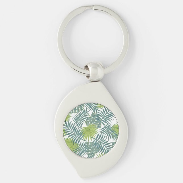 Palm Tree Fronds Painting Hawaiian Key Ring (Front)