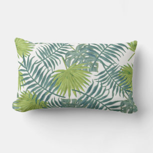 Palm Tree Fronds Painting Hawaiian Lumbar Cushion