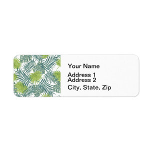 Palm Tree Fronds Painting Hawaiian Return Address Label
