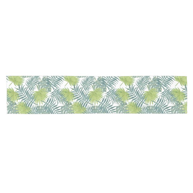 Palm Tree Fronds Painting Hawaiian Short Table Runner (Horizontal)