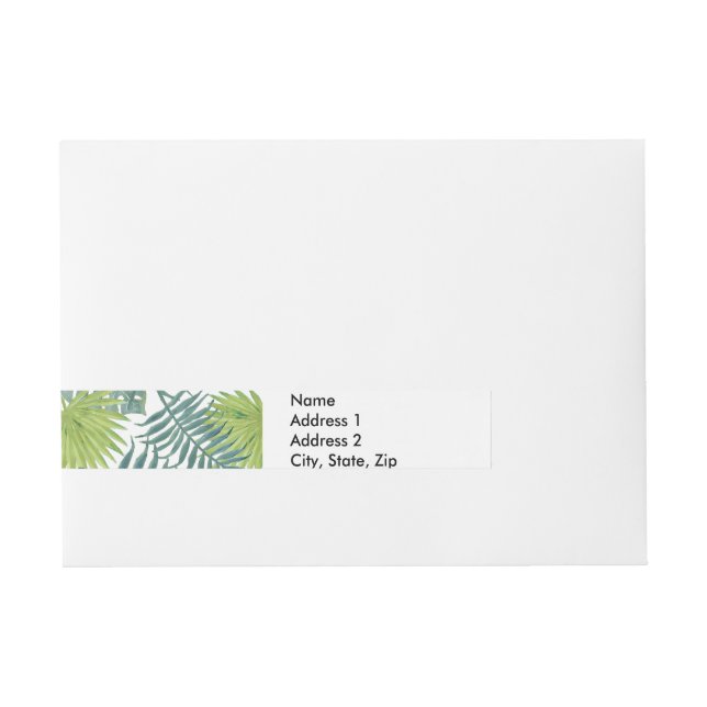 Palm Tree Fronds Painting Hawaiian Wraparound Address Label (Front)