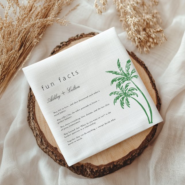 Palm Tree Fun Facts About The Newlyweds Wedding  Napkin (Creator Uploaded)