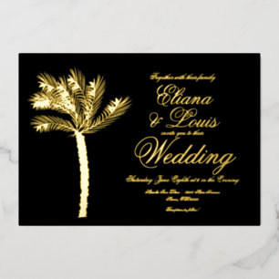 Palm Tree Gold Black Summer Wedding Pressed