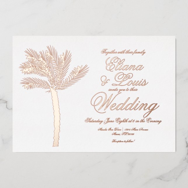 Palm Tree Gold Summer Wedding Pressed (Front)