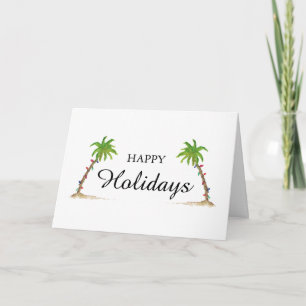 Palm Tree Happy Holidays Tropical Beach Christmas Card