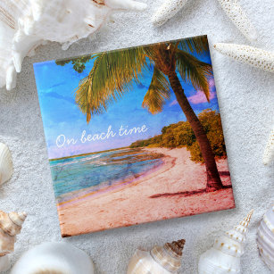 Palm Tree Hawaii Vintage Photo On Beach Time Type Ceramic Tile