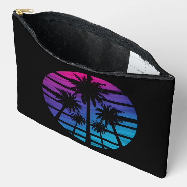 Palm Tree Hawaiian Beach Summer Vacation Accessory Pouch (Open)
