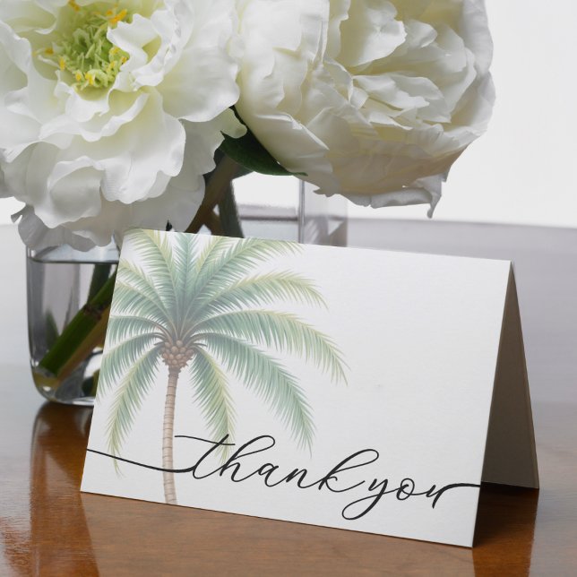 Palm Tree Island Destination Wedding Green Thank You Card (Palm Tree Island Destination Wedding Green Thank You Card)