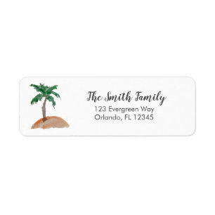 Palm Tree Island Painting Art Address Label Return Address Label