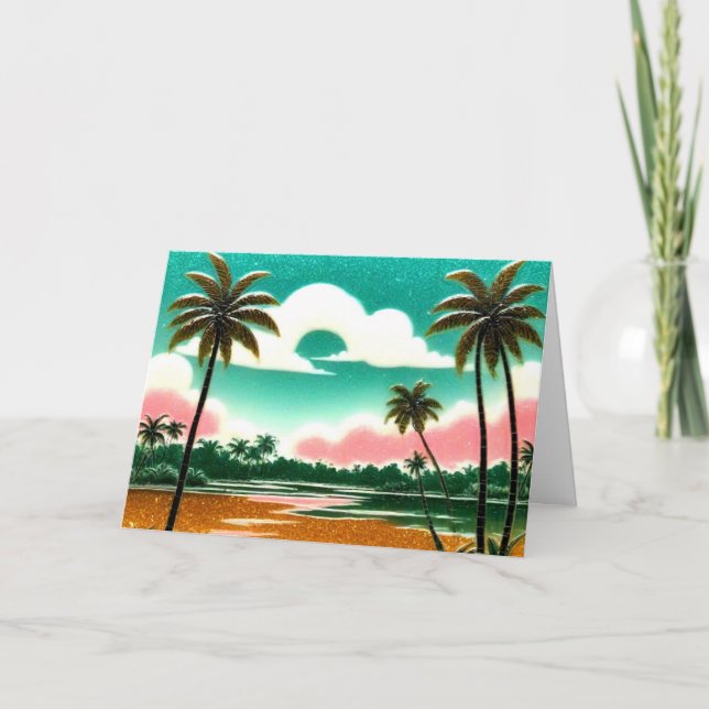 Palm Tree Landscape Folded Greeting Card (Front)