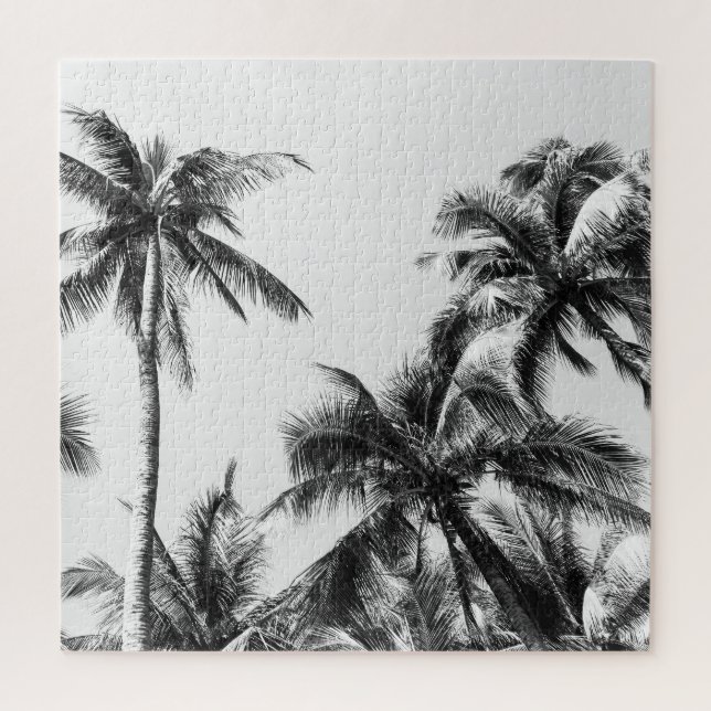 Palm Tree Leaf Black White Jigsaw Puzzle (Vertical)