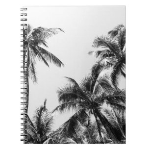 Palm Tree Leaf Black White Notebook
