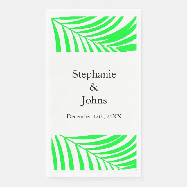 Palm Tree Leaf Green Leaves Elegant Wedding Napkin (Front)