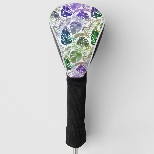 Palm Tree Leaf Summer Vibes Metallic Colours Golf Head Cover (Front)