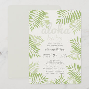 Palm Tree Leaves Aloha Baby Shower Invitation