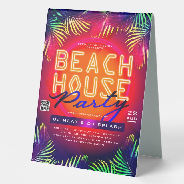 Palm Tree Leaves Beach House Party Club Event Ad (Front)