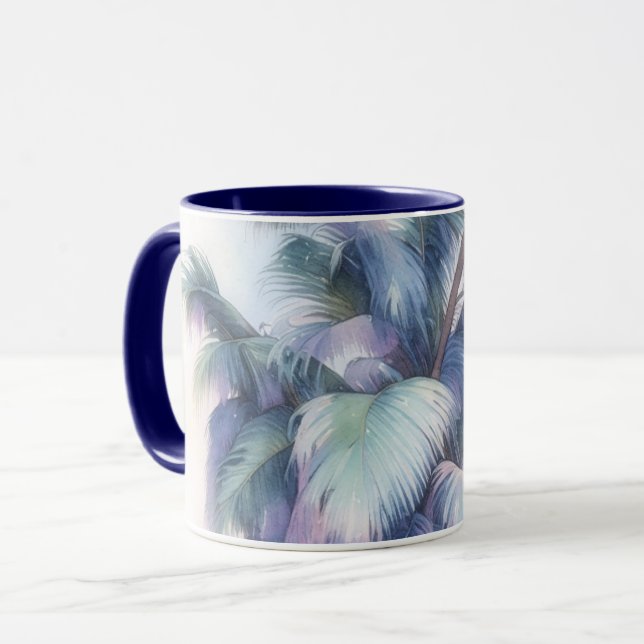 Palm Tree Leaves Close Up Art Mug Cup (Front Left)