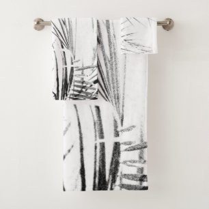 Palm Tree Leaves Minimalism Sketch Bath Towel Set
