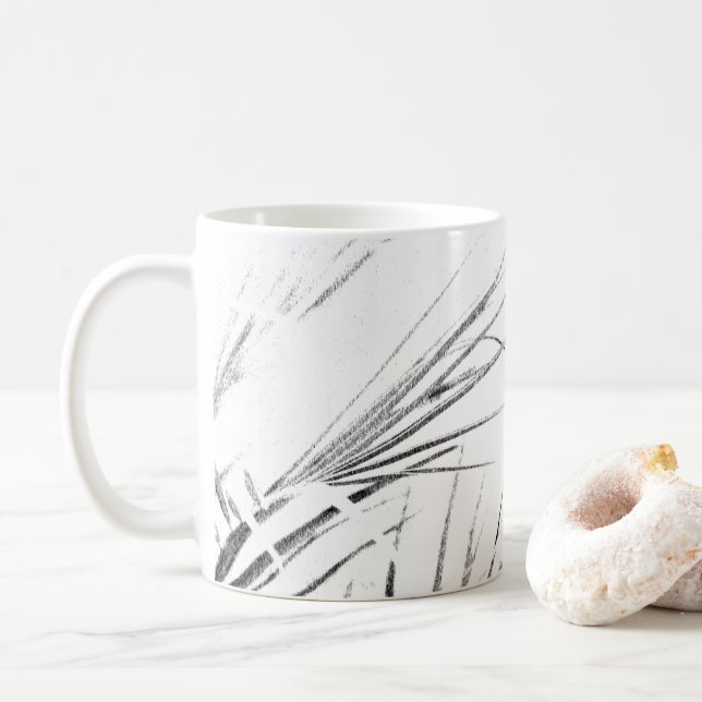 Palm Tree Leaves Minimalism Sketch Coffee Mug (With Donut)