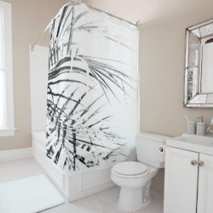 Palm Tree Leaves Minimalism Sketch Shower Curtain
