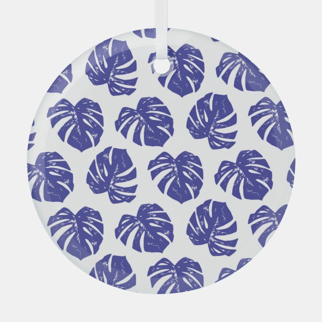 Palm Tree Leaves: Natural Pattern Glass Tree Decoration (Front)