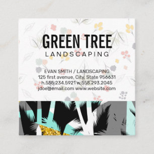 Palm Tree Leaves Natural Pattern Square Business Card