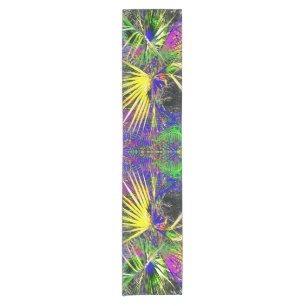 Palm tree leaves pattern colourful design short table runner