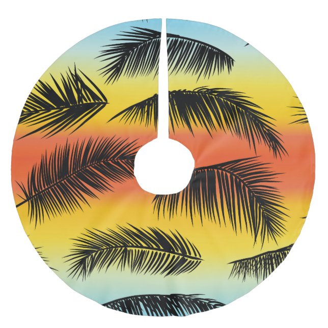 Palm tree leaves: seamless pattern. brushed polyester tree skirt (Front)
