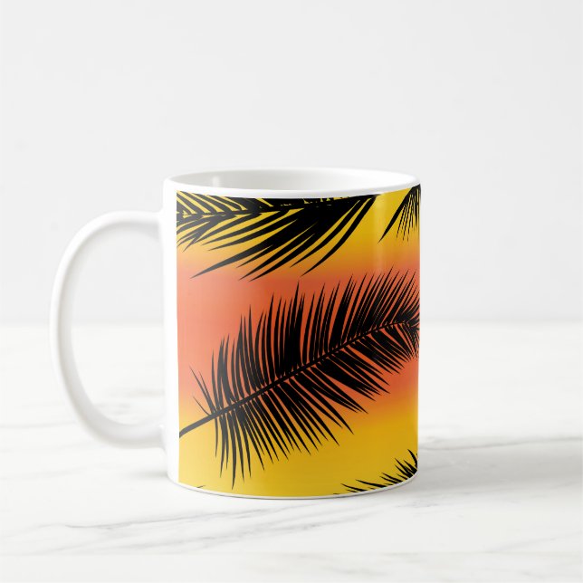 Palm tree leaves: seamless pattern. coffee mug (Left)