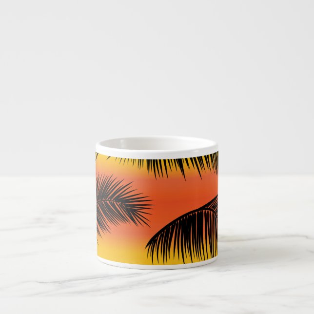 Palm tree leaves: seamless pattern. espresso cup (Front)