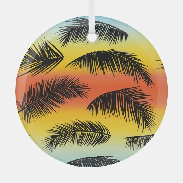 Palm tree leaves: seamless pattern. glass tree decoration (Front)
