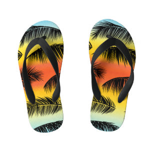 Palm tree leaves: seamless pattern. kid's thongs