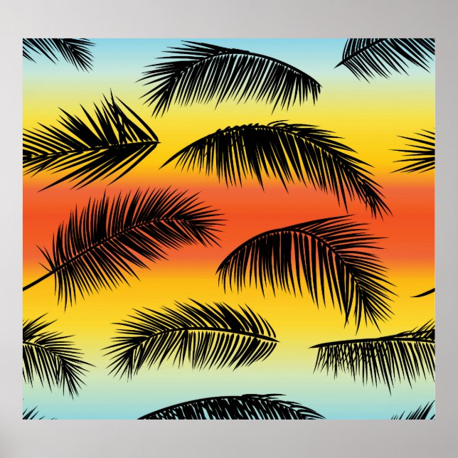 Palm tree leaves: seamless pattern. poster (Front)