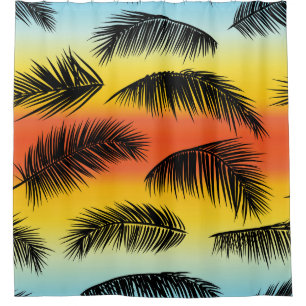 Palm tree leaves: seamless pattern. shower curtain