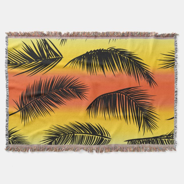Palm tree leaves: seamless pattern. throw blanket (Front)