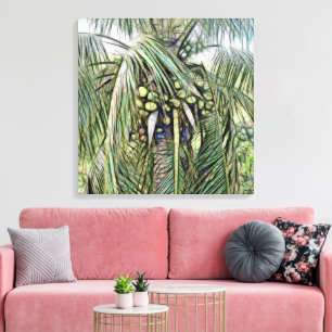Palm Tree Leaves Tropical Greenery Caribbean Canvas Print