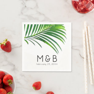 Palm Tree Leaves Tropical Leaf Wedding Monogram Napkin