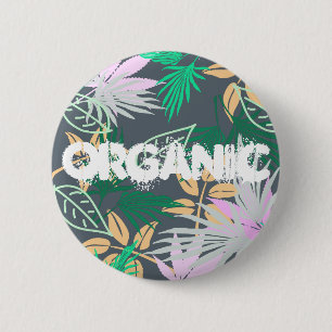 Palm Tree Leaves Tropical Pattern Button Pin