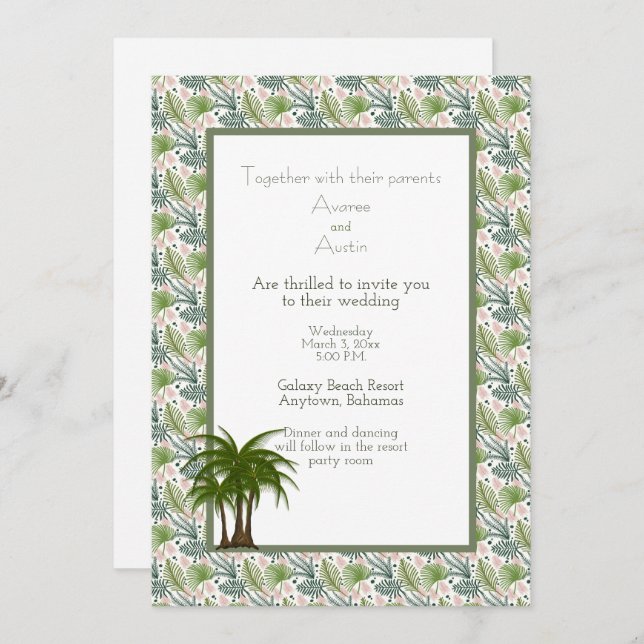 Palm Tree Leaves Tropical Wedding (Front/Back)