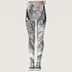 Palm Tree Leaves Vintage Retro Abstract Pattern  Leggings