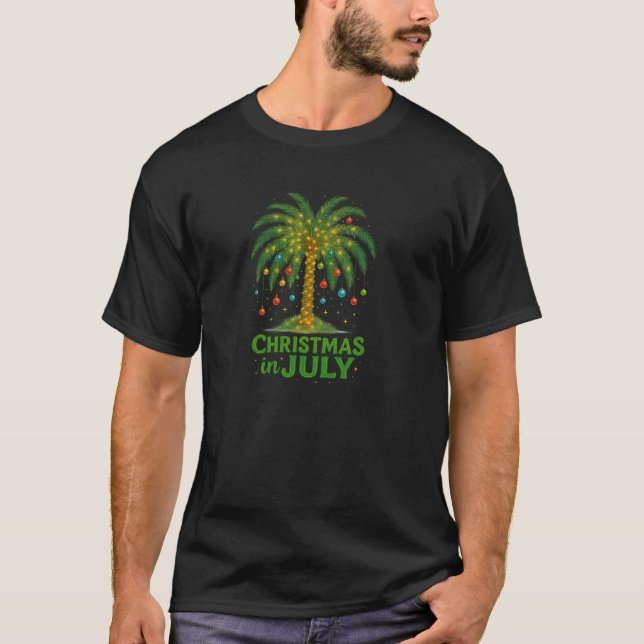 Palm Tree Lights Beach Summer Vacation Christmas I T-Shirt (Front)
