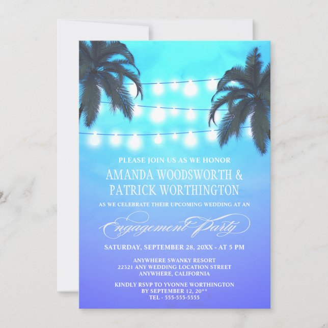 Palm Tree Lights Engagement Party Invitations (Front)