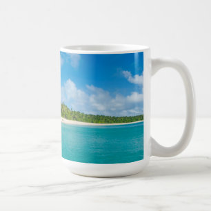 Palm tree lined beach, Tonga Coffee Mug
