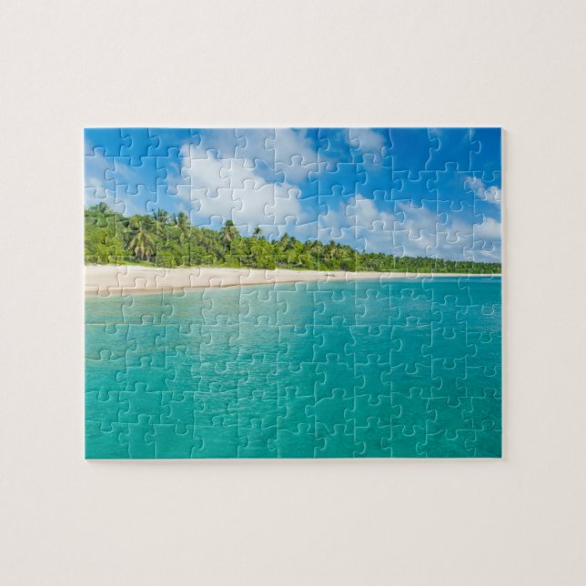 Palm tree lined beach, Tonga Jigsaw Puzzle (Horizontal)