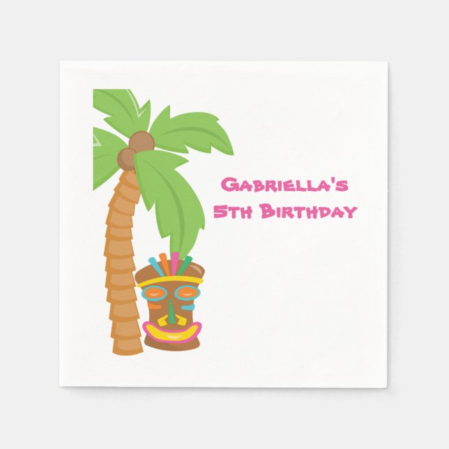 Palm Tree Luau With Tiki Napkin (Front)