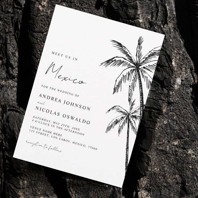Palm Tree Meet Us in Travel Destination Wedding Invitation (Creator Uploaded)