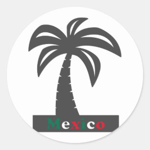 Palm Tree (Mexico Vacation) - Classic Round Sticke Sticker