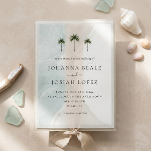 Palm Tree Minimal Elegant Wedding Vellum Invitations