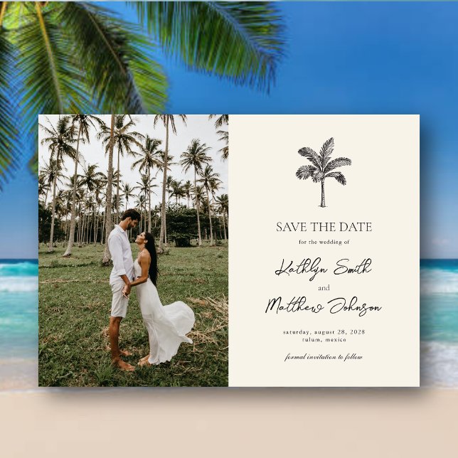 Palm Tree Minimalist Destination Save The Date Magnetic Invitation (Creator Uploaded)