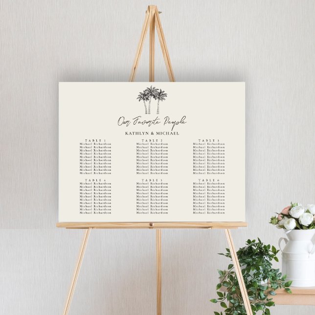 Palm Tree Minimalist Wedding 6 Table Seating Poster (Creator Uploaded)